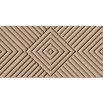   Gigantikus mélységből feltáruló koncentrikus rombuszok 3D geometrikus mintája barna narancsos barna és sötétbarna tónus tapéta