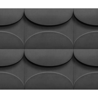   Ellipszisek nagy találkozása - geometrikus háromdimenziós minta szürke sötétszürke és fekete tónus tapéta