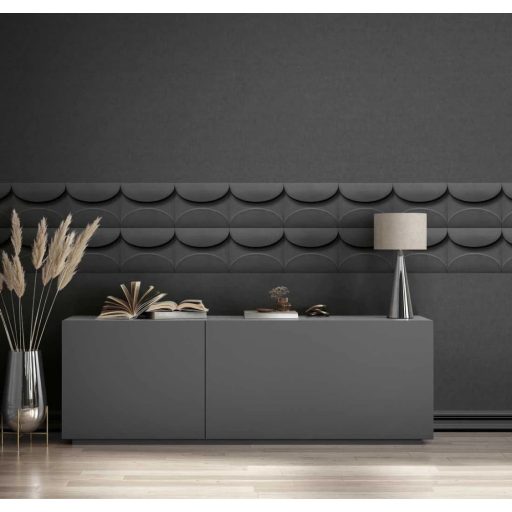 Ellipszisek nagy találkozása - geometrikus háromdimenziós minta szürke sötétszürke és fekete tónus tapéta