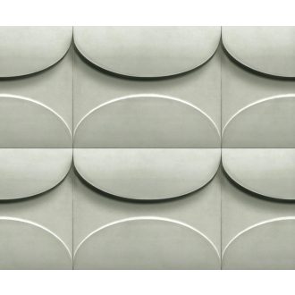   Ellipszisek nagy találkozása - geometrikus háromdimenziós minta fehér zöld sötétzöld és fekete tónus tapéta