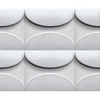   Ellipszisek nagy találkozása - geometrikus háromdimenziós minta fehér szürke és fekete tónus tapéta