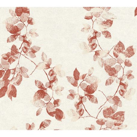 As-Creation Daniel Hechter 5, 34494-1 ágak levelek fehér piros rózsaszín tapéta