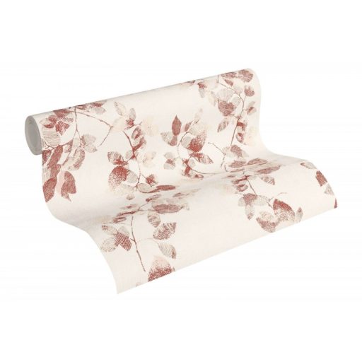 As-Creation Daniel Hechter 5, 34494-1 ágak levelek fehér piros rózsaszín tapéta