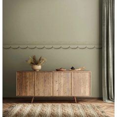   Ellipszisek nagy találkozása - geometrikus háromdimenziós minta fehér zöld sötétzöld és fekete tónus bordűr