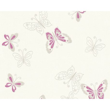 As-Creation Happy Spring 34765-1 Deko képmotívum pillangók fehér bézs ezüst lila tapéta