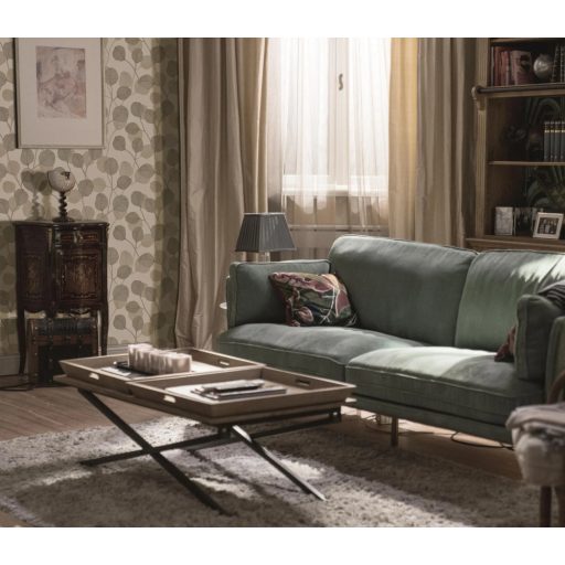 Vidám naív ábrázolású grafikus virágmotívum textil háttéren bézs/szürkésbézs barna és szürkésbarna tónus tapéta