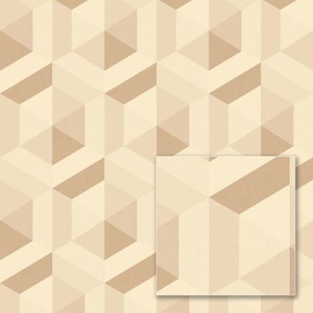 Sintra Marbella 348123 CABALLERO Geometrikus 3D "koncentrikus" hatszögek" krém bézs barna csillogó mintafelület tapéta