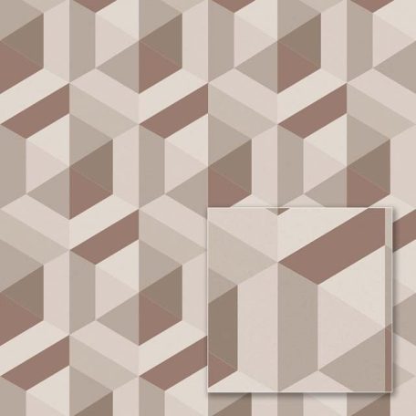 Sintra Marbella 348130 CABALLERO Geometrikus 3D "koncentrikus" hatszögek" krémszürke szürke barna réz csillogó mintafelület tapéta