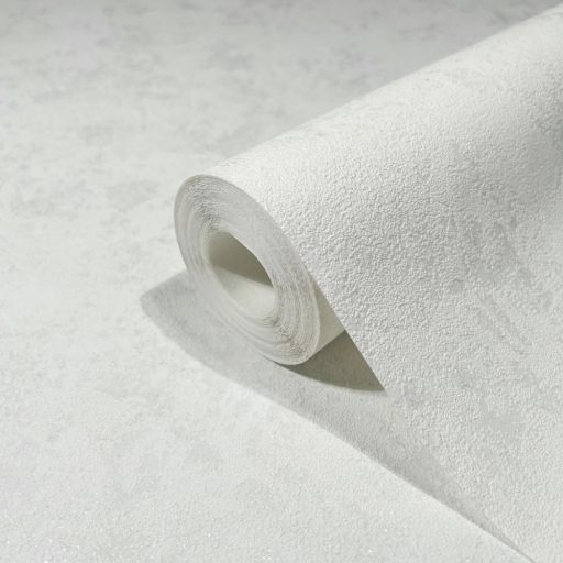 Monokróm beton shabby megjelenésű minta fehér/törtfehér tónus fémes mintarészletek tapéta