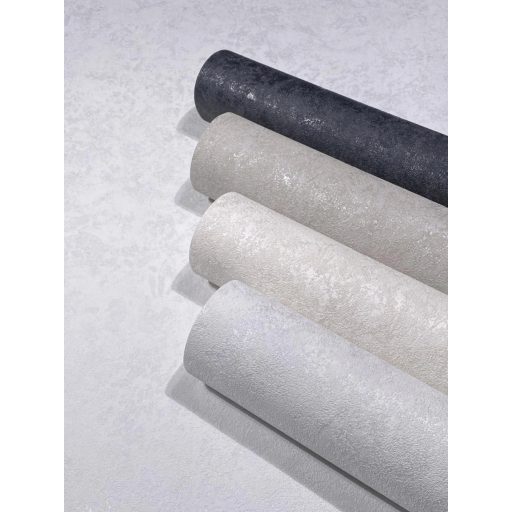 Monokróm beton shabby megjelenésű minta fehér/törtfehér tónus fémes mintarészletek tapéta