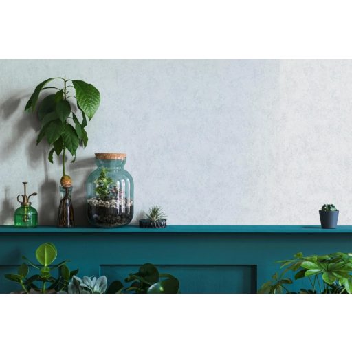 Monokróm beton shabby megjelenésű minta világosszürke tónus fémes mintarészletek tapéta