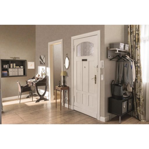 Monokróm beton shabby megjelenésű minta szürkésbézs tónus fémes mintarészletek tapéta