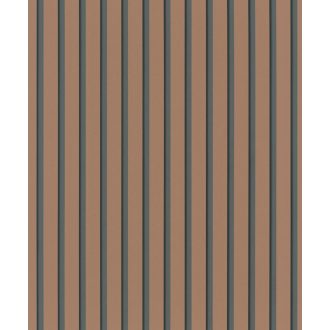   Háromdimenziós akusztikus "csíkos" falpanel motívum rozsdabarna sötétszürke és antracit tónus finoman fénylő mintarészletek tapéta