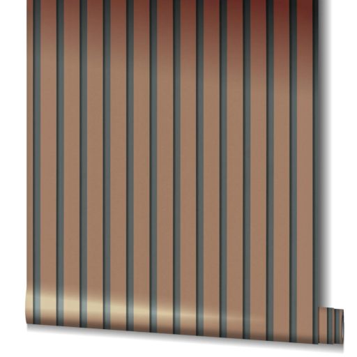 Háromdimenziós akusztikus "csíkos" falpanel motívum rozsdabarna sötétszürke és antracit tónus finoman fénylő mintarészletek tapéta