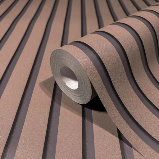 Háromdimenziós akusztikus "csíkos" falpanel motívum rozsdabarna sötétszürke és antracit tónus finoman fénylő mintarészletek tapéta