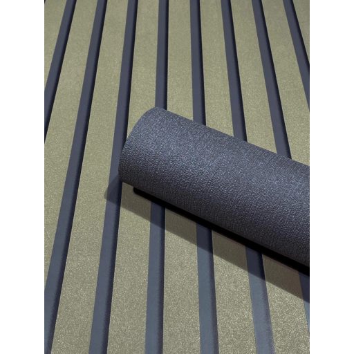 Háromdimenziós akusztikus "csíkos" falpanel motívum sárszín/szürkészöld sötétszürke és antracit finoman fénylő mintarészletek tapéta