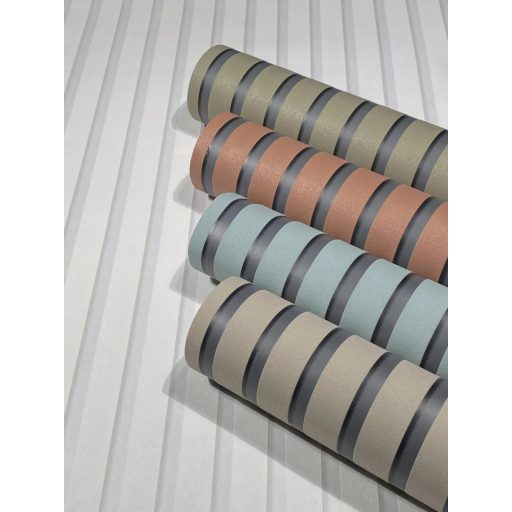 Háromdimenziós akusztikus "csíkos" falpanel motívum sárszín/szürkészöld sötétszürke és antracit finoman fénylő mintarészletek tapéta