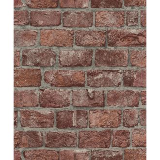   Kultikus design a sorozatból! Háromdimenziós téglaminta téglavörös szürke és szürkésbézs tónus tapéta