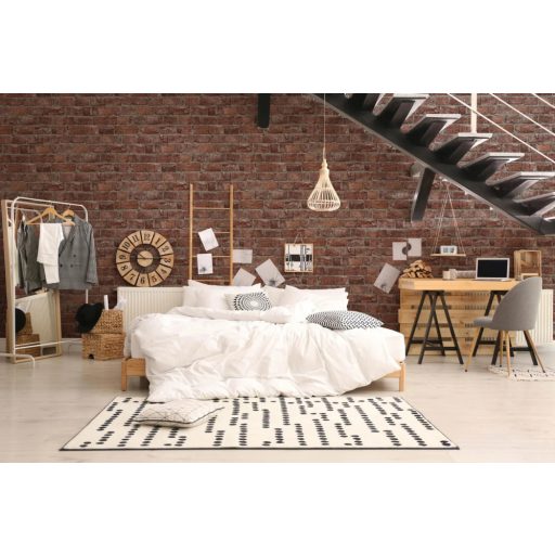 Kultikus design a sorozatból! Háromdimenziós téglaminta téglavörös szürke és szürkésbézs tónus tapéta