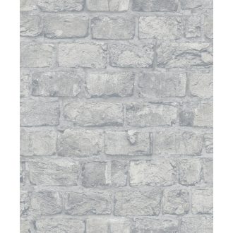   Kultikus design a sorozatból! Háromdimenziós téglaminta szürkésfehér világosszürke és szürke tónus tapéta