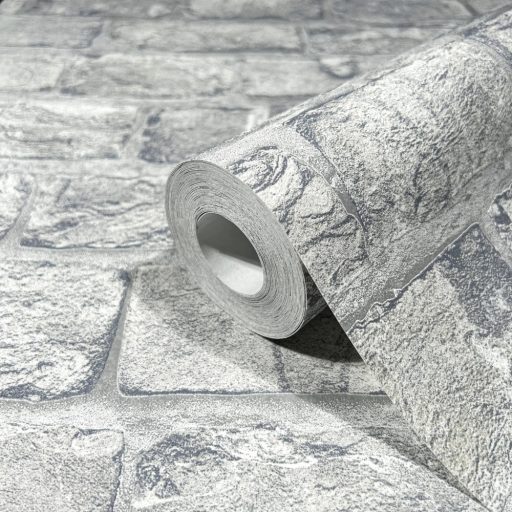 Kultikus design a sorozatból! Háromdimenziós téglaminta szürkésfehér világosszürke és szürke tónus tapéta