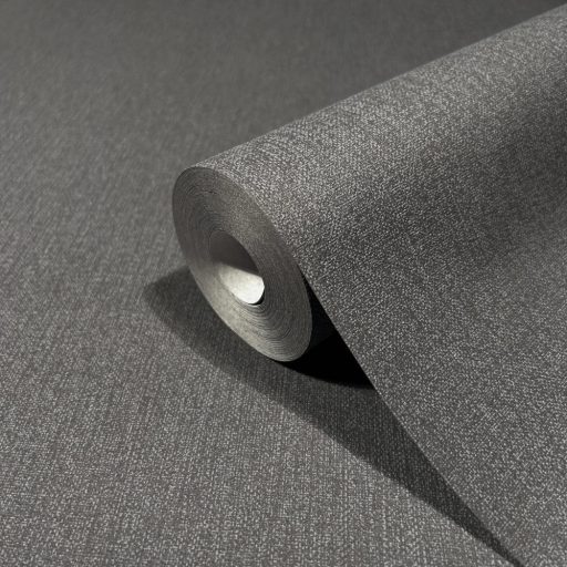 Egyszínű textilhatású texturált minta sötétszürke/antracit tónus finom fény tapéta