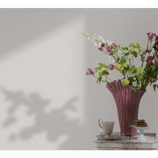 Egyszínű textilhatású texturált minta világosszürke tónus finom fény tapéta