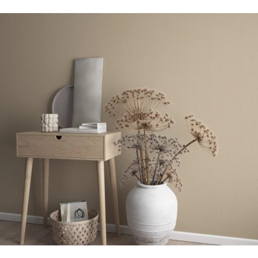 Egyszínű textilhatású texturált minta bézs/világosbarna tónus finom fény tapéta