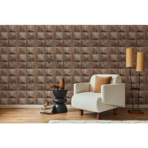 Klub hangulatú háromdimenziós grafikus fa megjelenítés bézs barna és sötétbarna tónus tapéta