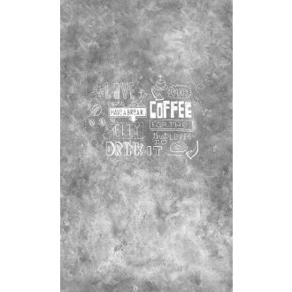   Kávézós hangulatban! Betonfal kávés motívumokkal és feliratokkal szürke és fehér tónus falpanel