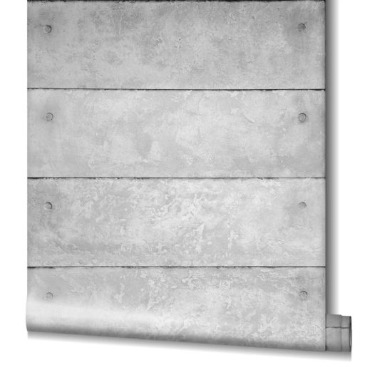 Valósághű megjelenés! Szegecselt betonlapok panel elrendezésben világosszürke szürke és antracit tónus tapéta