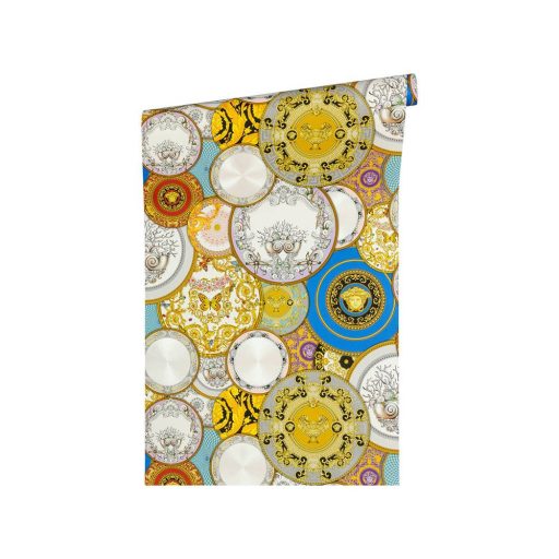 As-Creation Versace 3, 34901-1 design különböző mintájú dísztányérok szines  tapéta