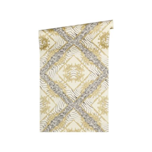 As-Creation Versace 3, 34904-2  zebracsík alapú dísítőminta  krém  bézsarany  ezüststürke  tapéta