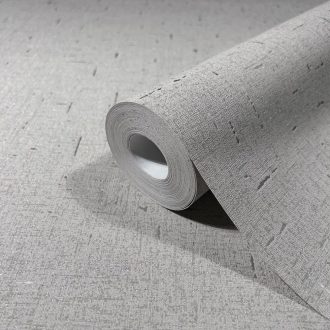   Fémes elemekkel díszített innovatív egyszínű textílminta szürke/szürkésbézs és sötét ezüst tónus tapéta