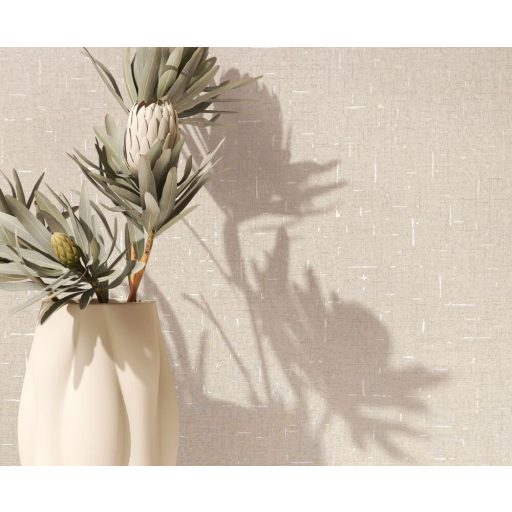 Fémes elemekkel díszített innovatív egyszínű textílminta krém krémfehér és gyöngyház tónus tapéta