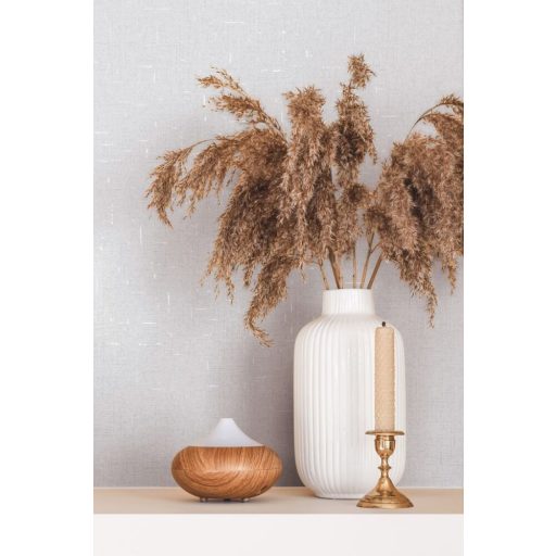 Fémes elemekkel díszített innovatív egyszínű textílminta szürkésfehér világosszürke és gyöngyház tónus tapéta