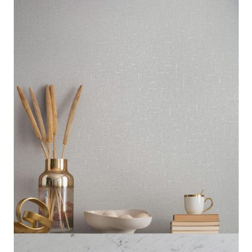 Fémes elemekkel díszített innovatív egyszínű textílminta szürke árnyalatok és gyöngyház tónus tapéta