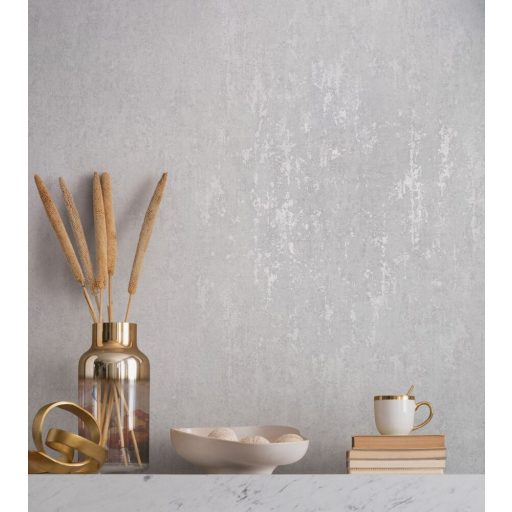 A Shabby sztárja! Fémes kiemeléssel díszített strukturált koptatott minta világosszürke és gyöngyház tónus tapéta