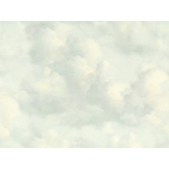   Égbolt a lakásban! Festői akvarell felhőmintás freskó halvány mentazöld törtfehér szürke és kékeszöld tónus falpanel