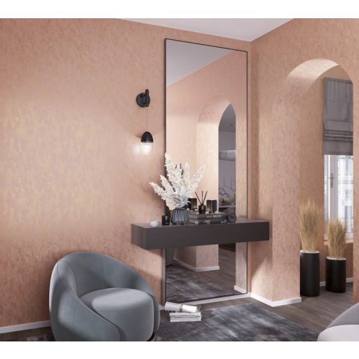 A Shabby sztárja! Fémes kiemeléssel díszített strukturált koptatott minta barack/lazacszín és gyöngyház tónus tapéta