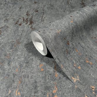   Loft stílusú fémes elemekkel díszített beton mintázat szürke grafitszürke és rézszín tónus tapéta