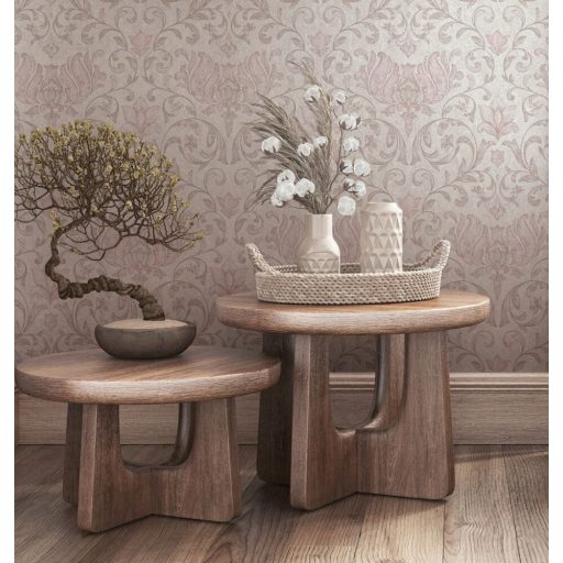 Damaszt hatású klasszikus szépségű és mintázatú Vintage dekorminta krém világosbézs bézs és rózsaszín tónus tapéta