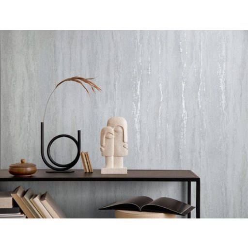 Márvány hatású texturált fémes díszítésű dekorminta szürkésfehér szürke és gyöngyház tónus tapéta