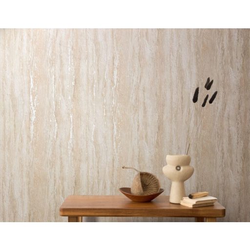 Márvány hatású texturált fémes díszítésű dekorminta bézs narancs és gyöngyház tónus tapéta