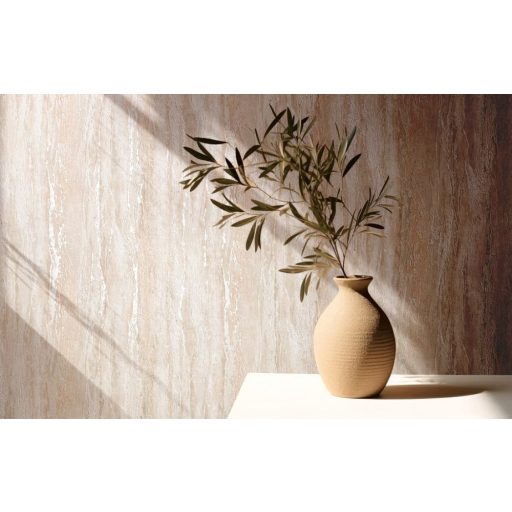 Márvány hatású texturált fémes díszítésű dekorminta bézs narancs és gyöngyház tónus tapéta