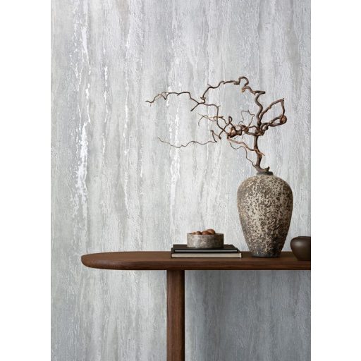 Márvány hatású texturált fémes díszítésű dekorminta szürkésfehér szürke és gyöngyház tónus tapéta