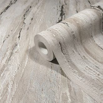   Márvány hatású texturált fémes díszítésű dekorminta bézs barna szürkésbarna és ezüst tónus tapéta