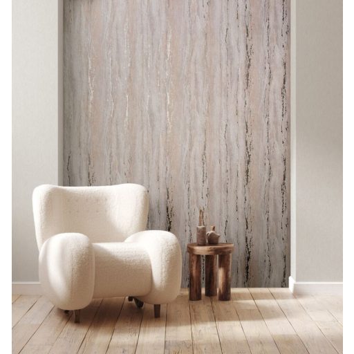 Márvány hatású texturált fémes díszítésű dekorminta szürkésfehér szürke narancs és ezüst tónus tapéta