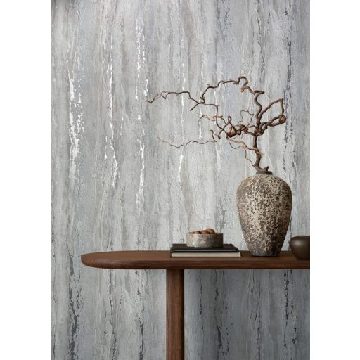 Márvány hatású texturált fémes díszítésű dekorminta szürke antracit kék és ezüst tónus tapéta