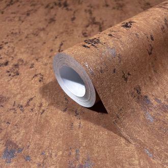   Koptatott strukturált minta fémes díszítéssel narancs/terrakotta/vörösesbarna és rézszín tónus tapéta